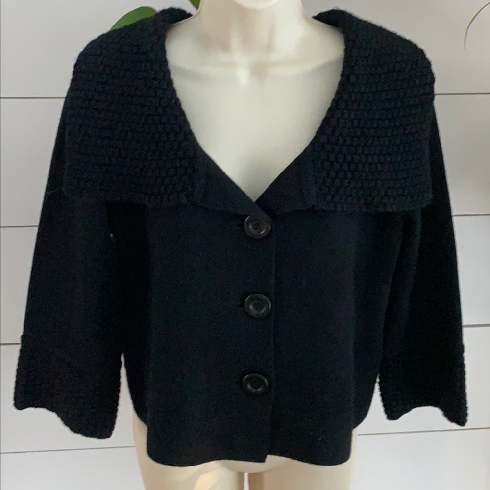 Cabi Black Cardigan Sweater Sz S Wool Blend